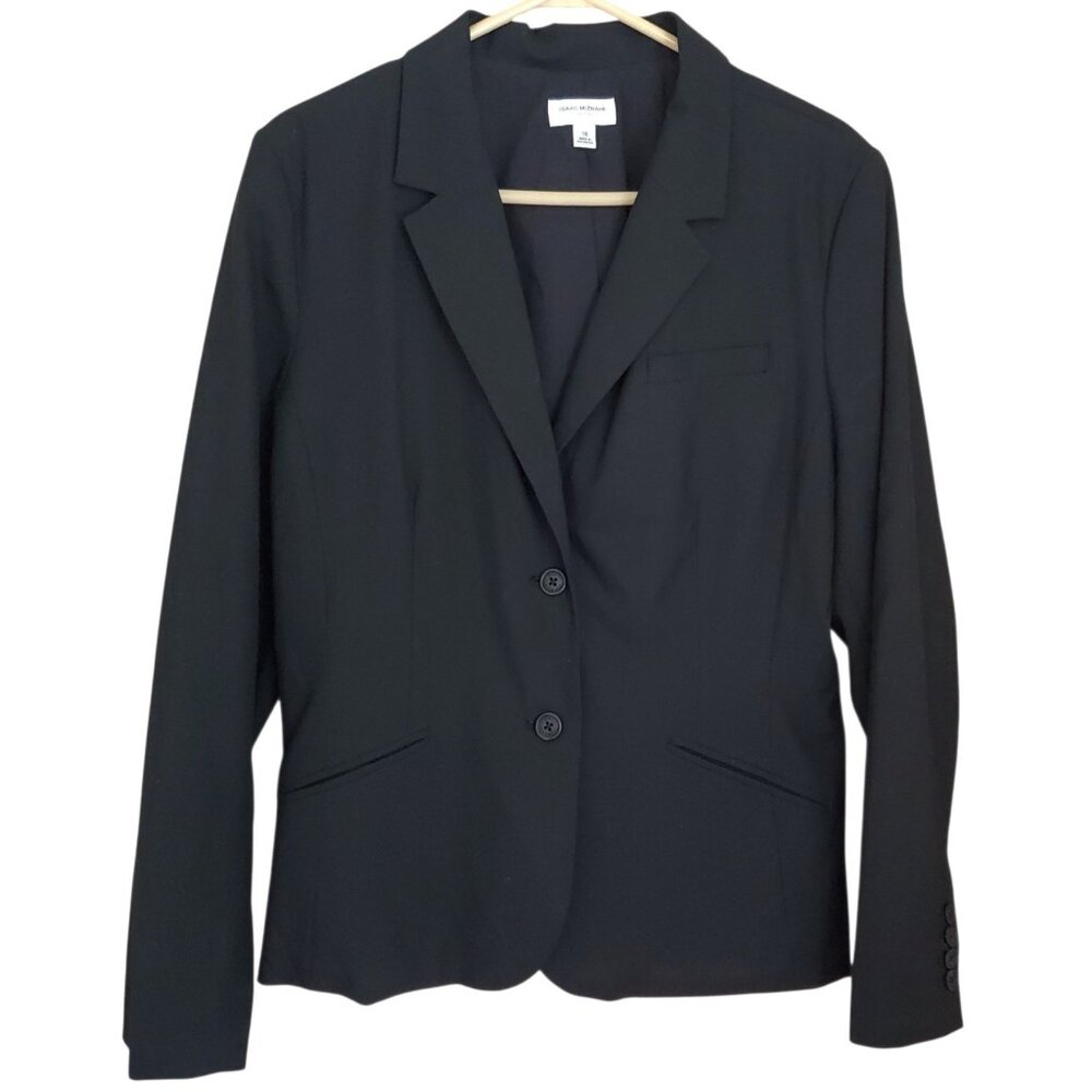 Isaac Mizrahi‎ Women Blazer Jacket 18 Black Lined 2 Button Career Dark Academia